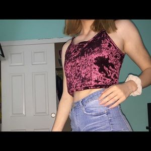 I’m selling this cropped velvet shirt